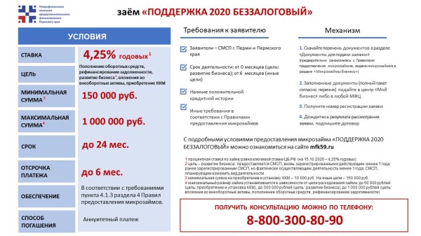 Поддержка 2020 беззалоговый
